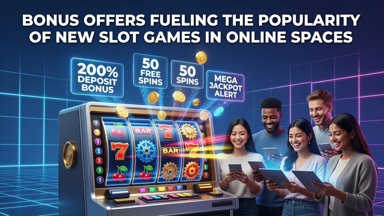 Online slot game interface displaying bonus round features and promotional banners