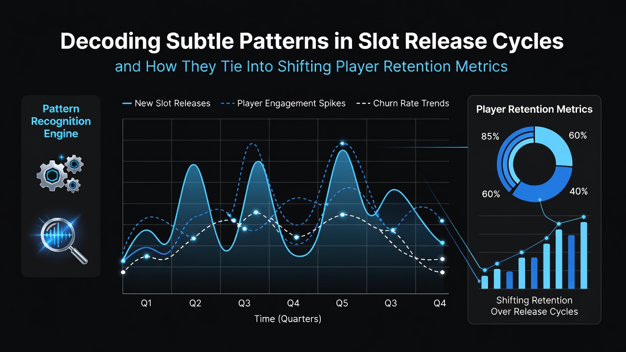 Infographic illustrating player retention percentages correlated with different slot release intervals across global markets