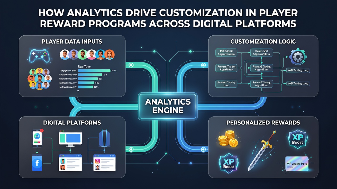 Infographic illustrating segmented player reward tiers generated from behavioral analytics across multiple digital platforms