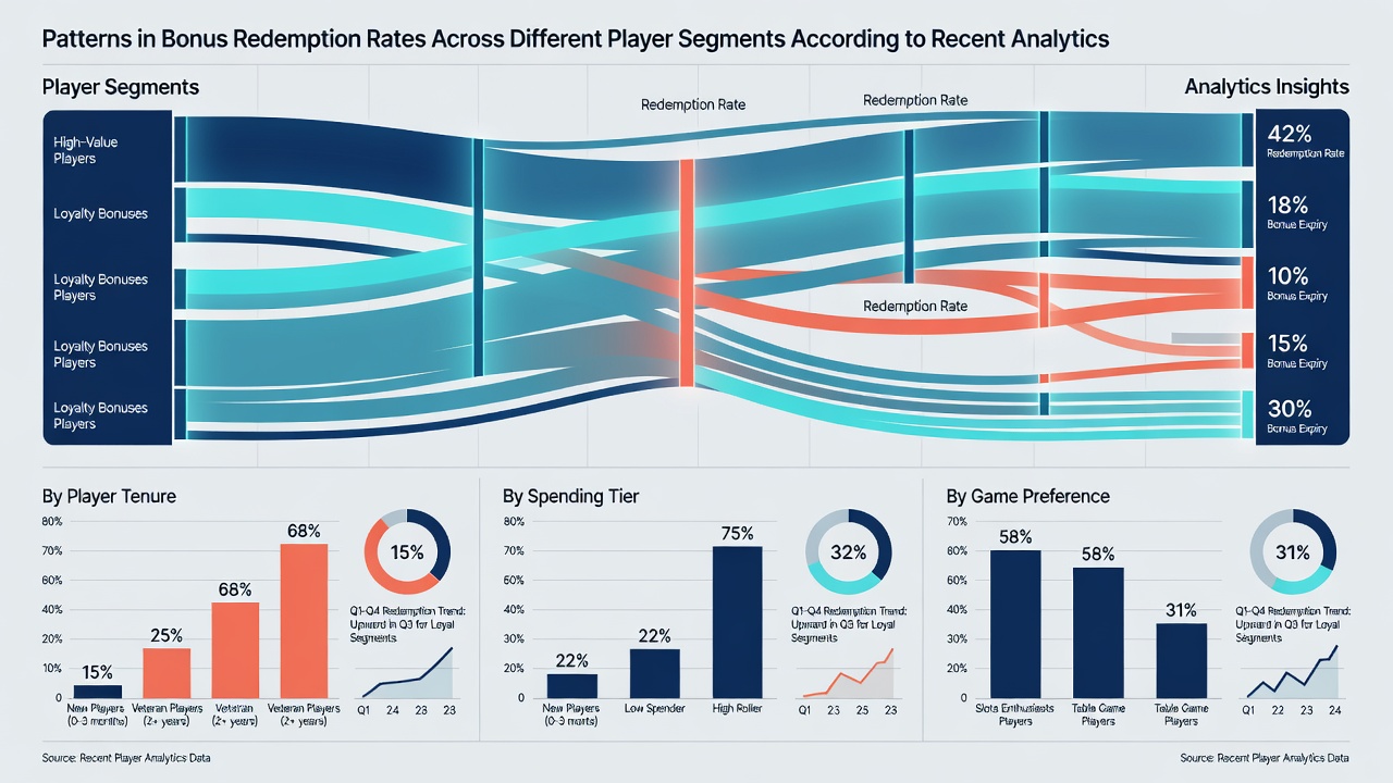 Chart illustrating redemption percentage differences between player segments over a six-month tracking period