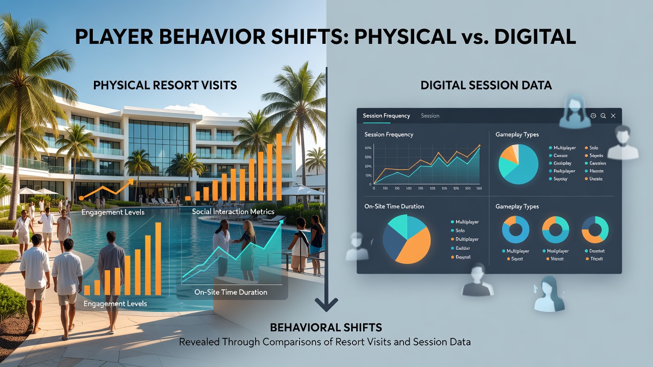 Charts displaying demographic breakdowns of casino player engagement across physical and digital channels